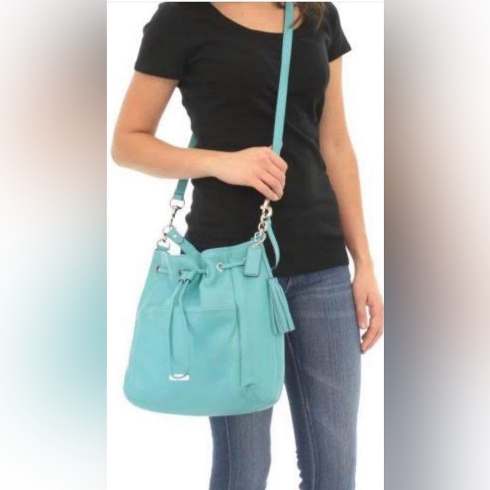 Coach Avery Leather Drawstring Bucket Crossbody